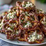Shamrock pretzel bites decorated with white chocolate and green sprinkles for festive St. Patrick's Day treats.