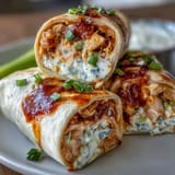Spicy Buffalo chicken cream cheese filling wrapped in flour tortillas, sliced into colorful pinwheels for sharing.
