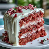 This pink rosé velvet cake, perfect for celebrations, boasts a beautiful edible gold accent.
