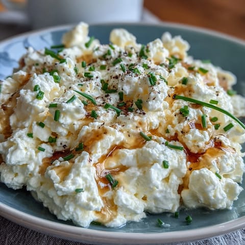 Creamy cottage cheese scrambled eggs, a protein-rich breakfast perfection.