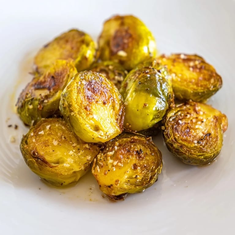 View a plate piled high with roasted Brussels sprouts, their edges beautifully browned and ready to savor.