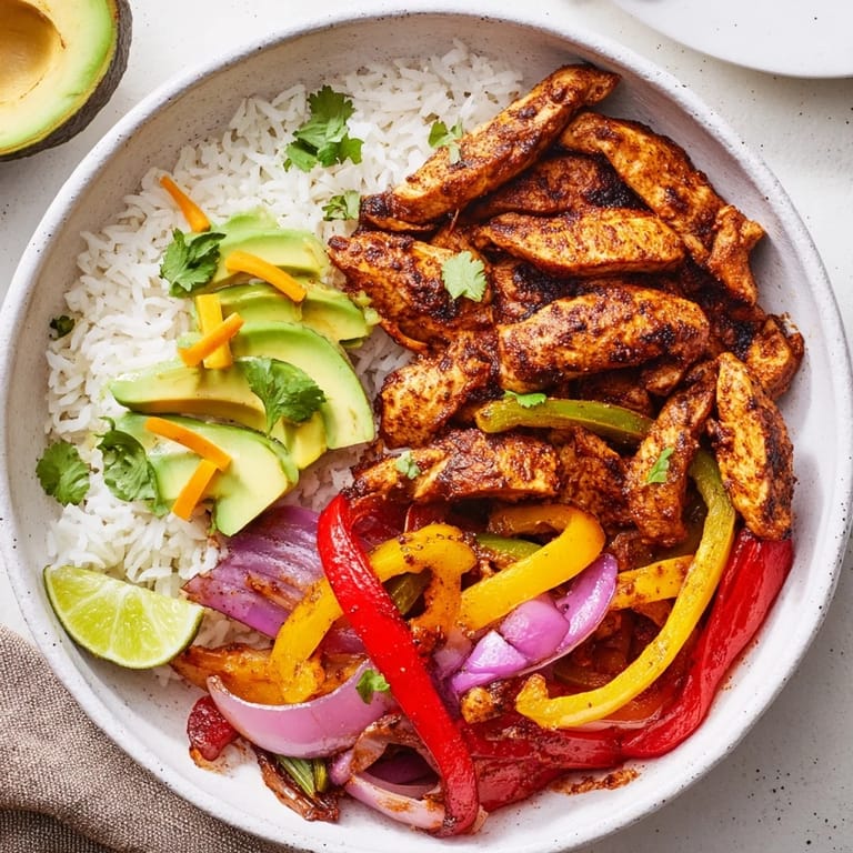 Delicious Chicken Fajita Bowl, a satisfying Mexican-inspired meal that's easy to make and gluten-free.