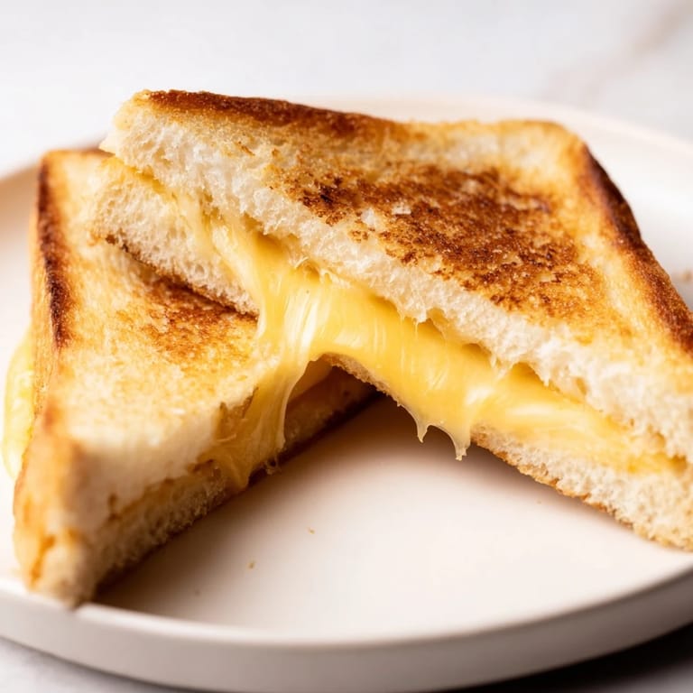 Melted cheddar oozes from a crispy grilled cheese sandwich, a simple American classic.