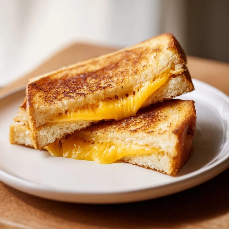 Perfectly browned and bubbly, this grilled cheese sandwich promises warm, cheesy deliciousness.
