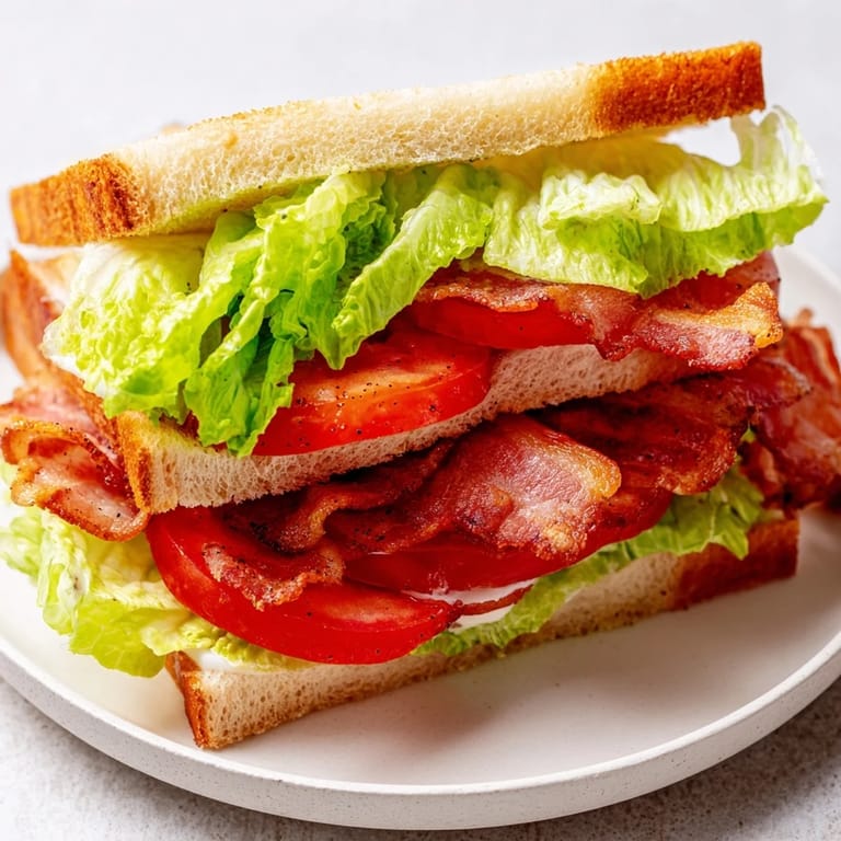 Golden toasted bread cradles the savory components of a classic BLT sandwich, perfect for lunch.