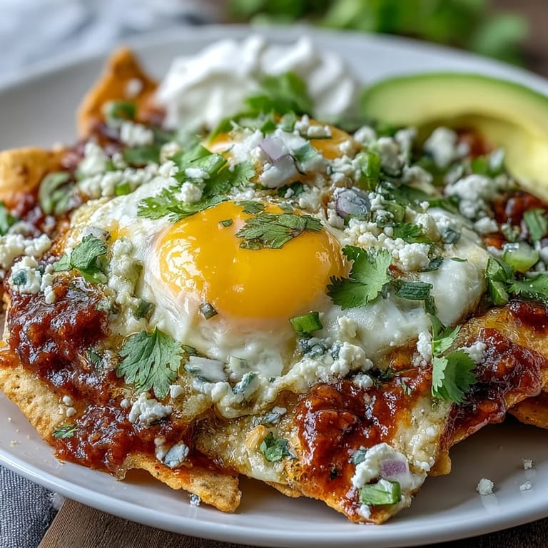 Freshly fried chilaquiles piled high on a plate, garnished with red onion, cilantro, and a drizzle of Mexican crema for breakfast.  