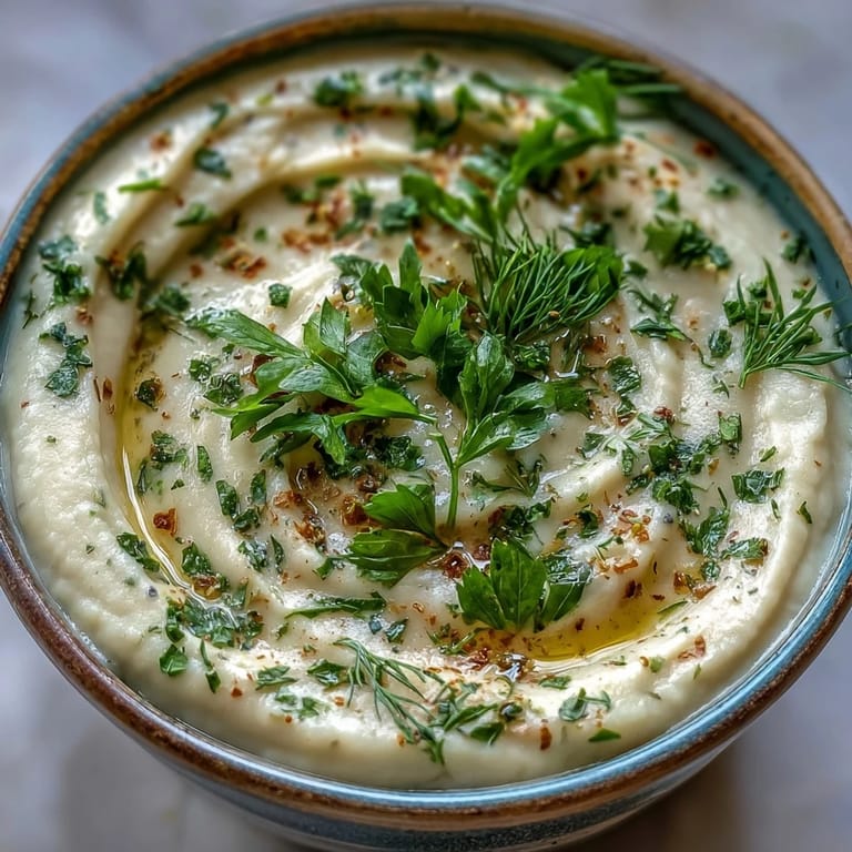 Warm bowls of Parsnip and Herb Soup served with crusty bread on a wooden table.