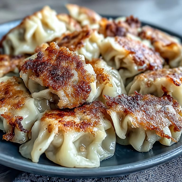 Brushed with chili oil, these Smash Dumplings are plated with scallions and sesame seeds.