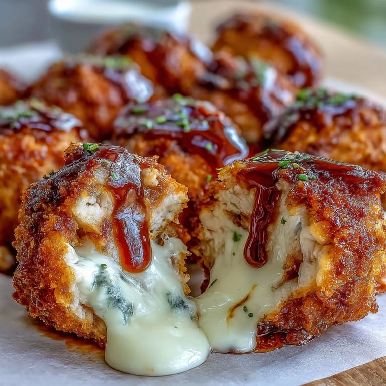Crunchy panko-coated Buffalo Chicken Bacon Mozzarella Bombs served with cool ranch dip.