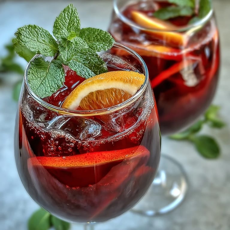 Colorful Spring Sangria Mocktail with white grape and citrus fruits, green grapes, and mint leaves in a festive glass pitcher.