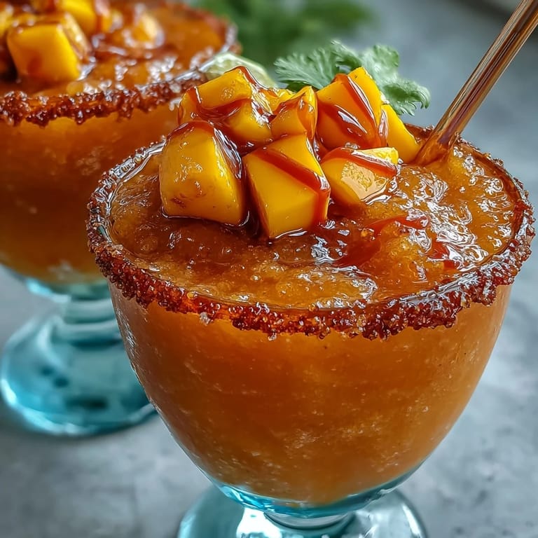 Refreshing Chamoyada: a frosty mango drink with zesty lime, perfect for fiestas.