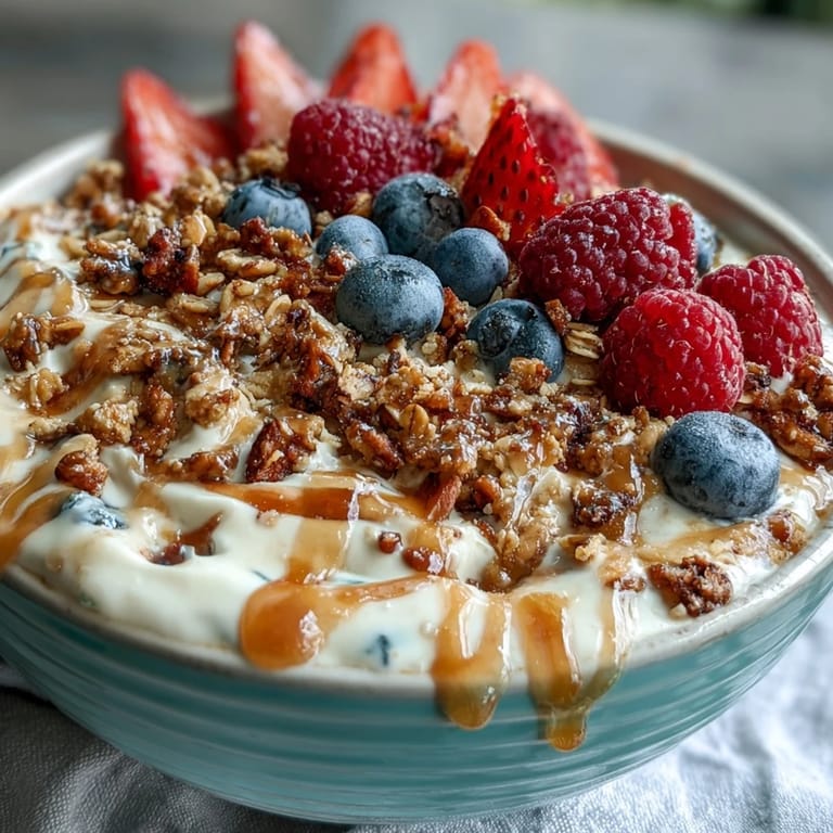 Thick, creamy Skyr Protein Smoothie Bowl, perfectly blended with berries and granola.