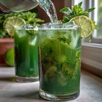 Vibrant Green Detox Cucumber Mint Agua Fresca garnished with fresh mint sprigs.